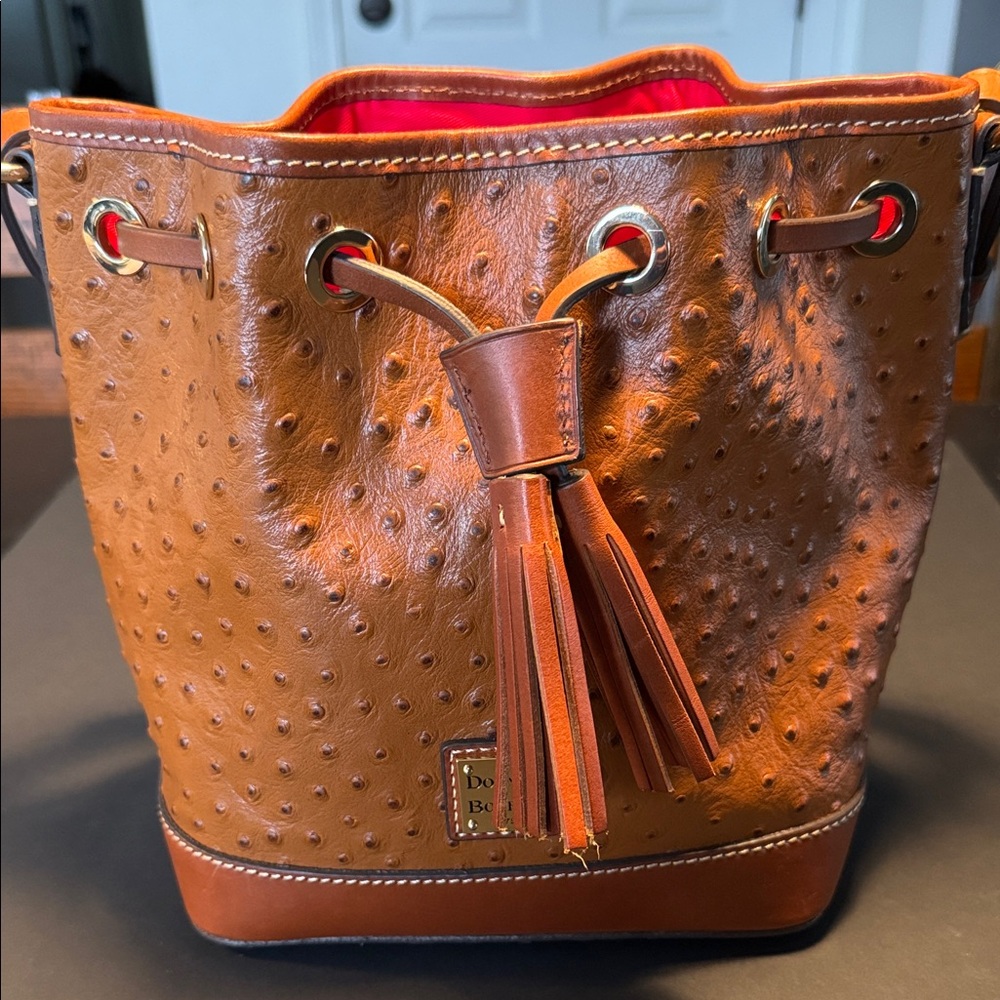 Dooney & Bourke Tan Ostrich-Embossed Shoulder Bag